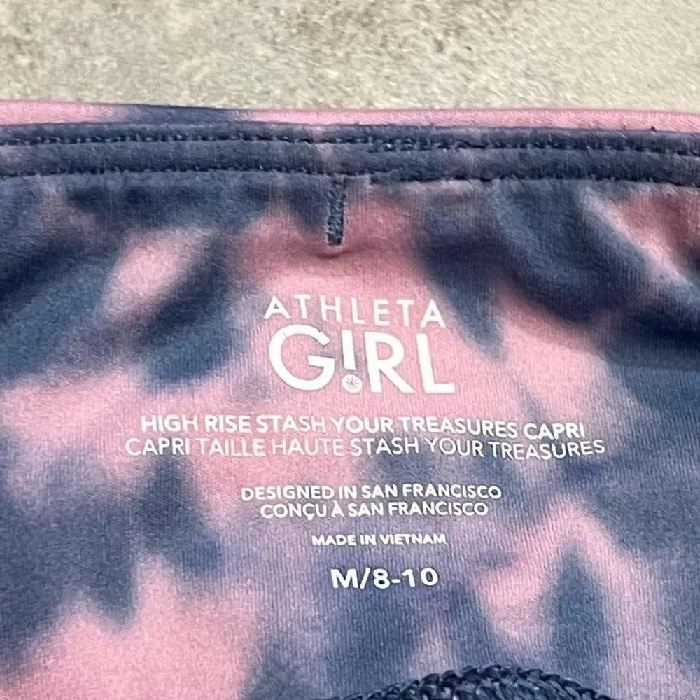Athleta Girls High Rise Stash Your Treasures High Rise Capri Leggings Tie Dye M